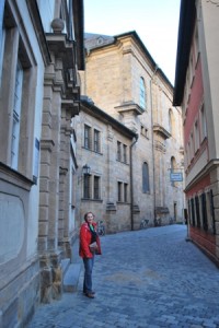 Woman standing in street in Germany