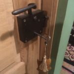 old fashioned door lock with large key
