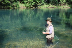 woman flyfishing