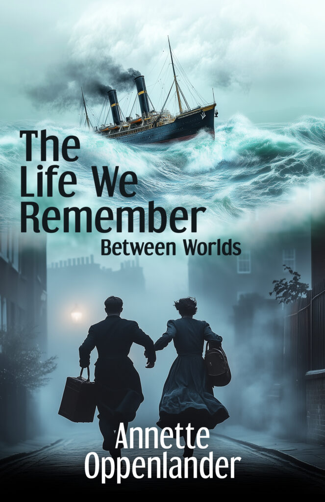 book cover historical fiction with ship and couple